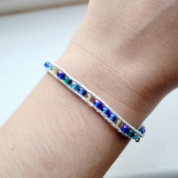 Vintage Dainty Boho Bohemian Rainbow Beaded Butterfly Rope Bracelet - Picture 2 of 3